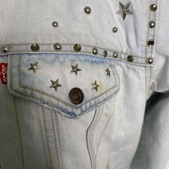 Levis Strauss White Star Studded Cotton Faux Fur Lined Denim Jacket Wome… - Picture 6 of 15